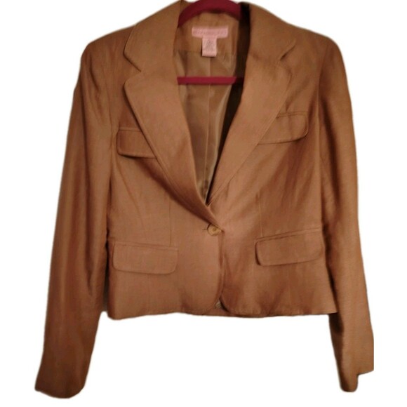 Bandolino Jacket Size 8 Linen/Rayon Light Brown 1 Button Closure - Picture 1 of 9
